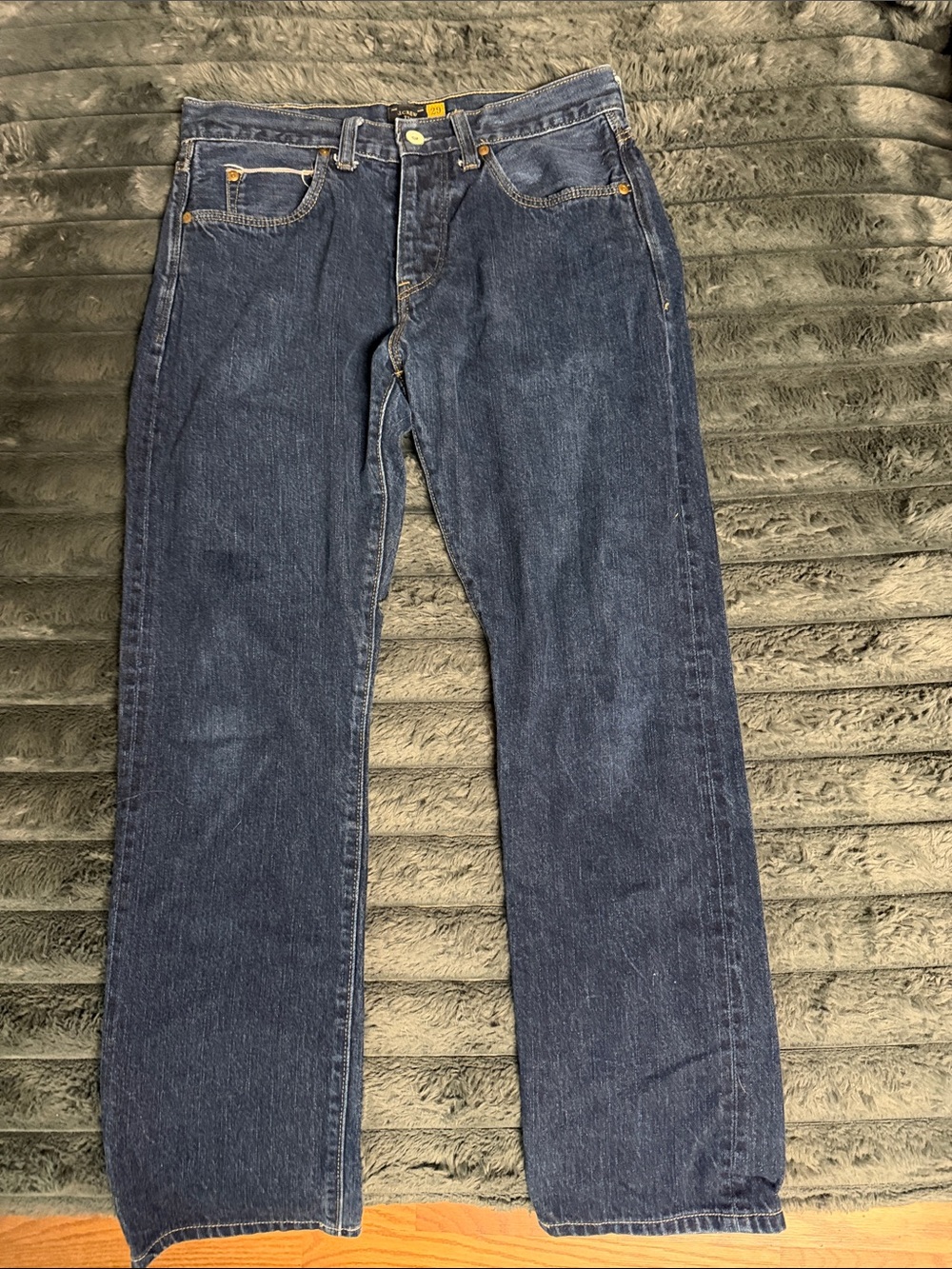 J. Crew 770 button fly Red Stripe Men’s Dark Blue Straight-Leg Jeans